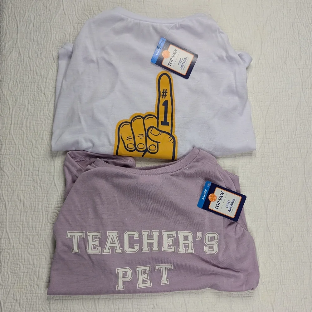 Top Paw T-shirts Bundle (2) Size‎ XL Dog White and Lavender NWT